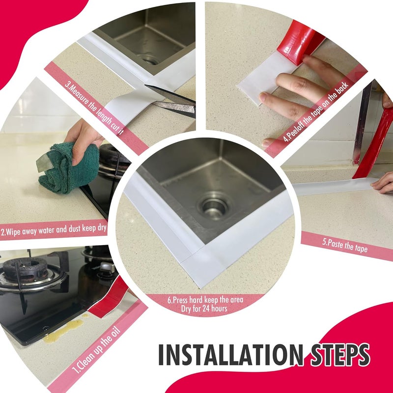 CodaBow 3 Rolls White Caulk Tape for Bathtub Self Adhesive，Peel and Stick Caulk Strip Waterproof，Toilet Base Sealer Strip，Toilet Sealant Tape - Image 5